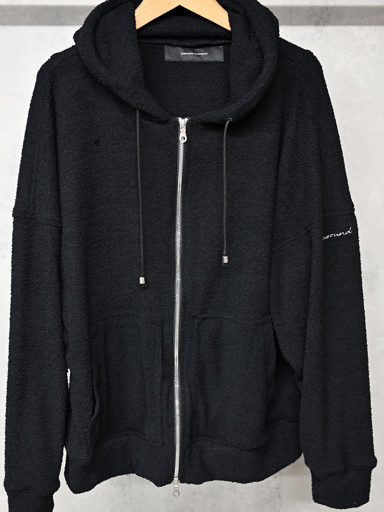 《予約11月17日19時締め》 MOLE YARN PILE zip loose hoodie / ジップフーディブ / ブラック