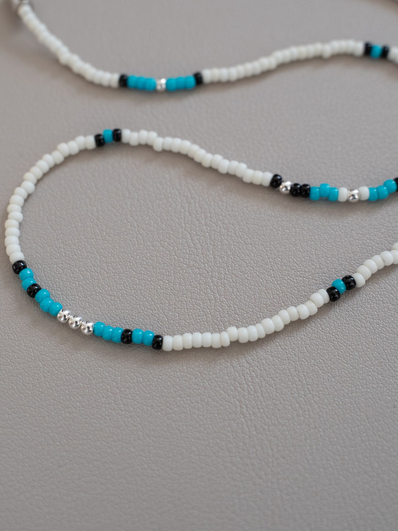 《予約品》 SILVER BEADS MIX NECKLAC / ネックレス / ブルー 【Iroquois.SENTI】