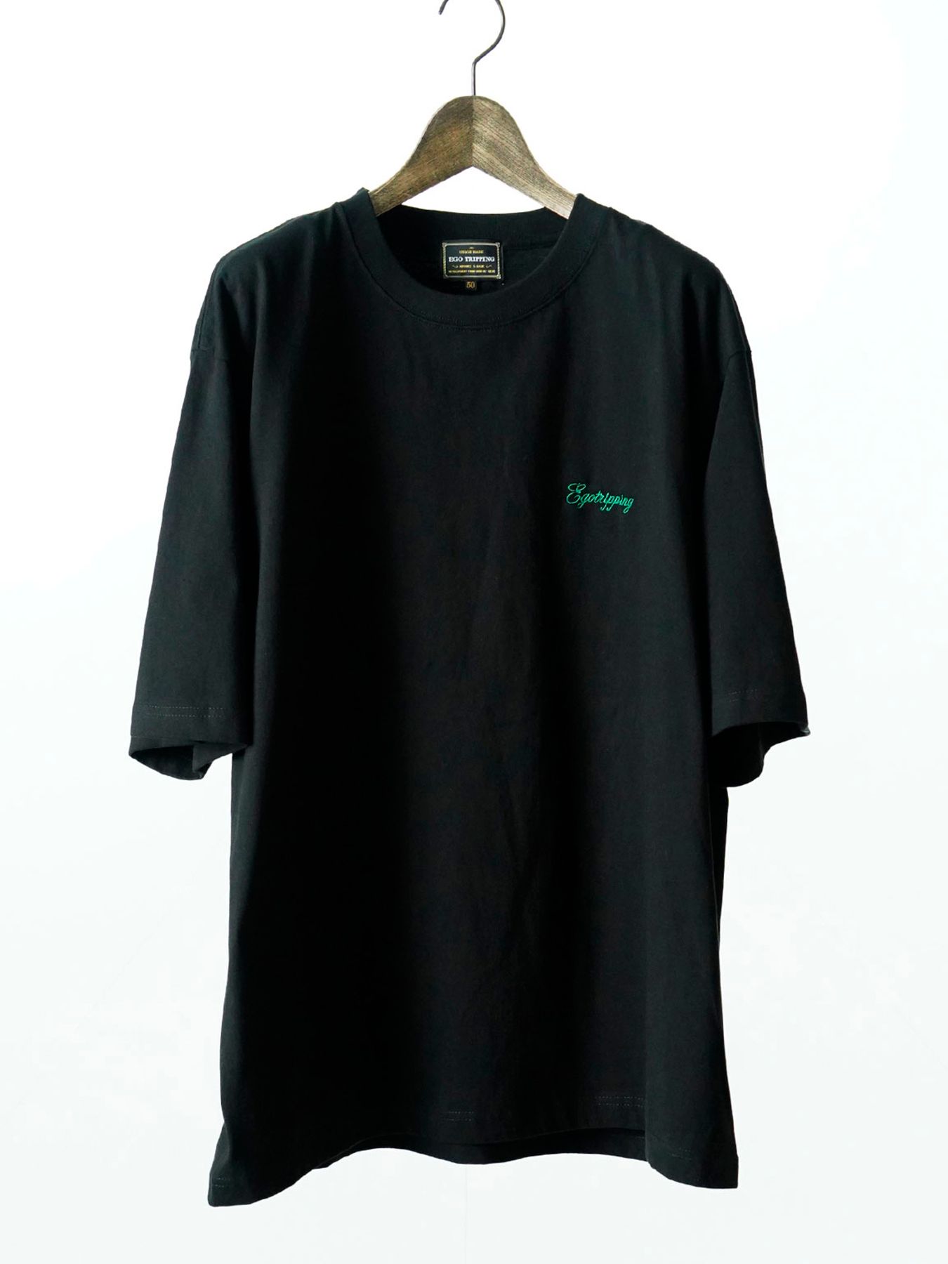 【予約品 11月9日(月) 締切】HEAVYOUNCE TEE Cw / ヘビーオンス バックプリントTシャツ / ブラック×グリーン