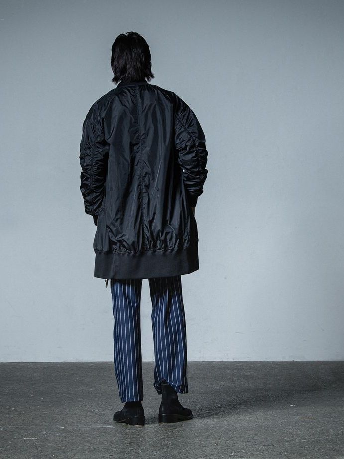 《予約品》 CHRIS EASY WIDE TUCK PANTS  / ワイドタックパンツ / ネイビー・ストライプ