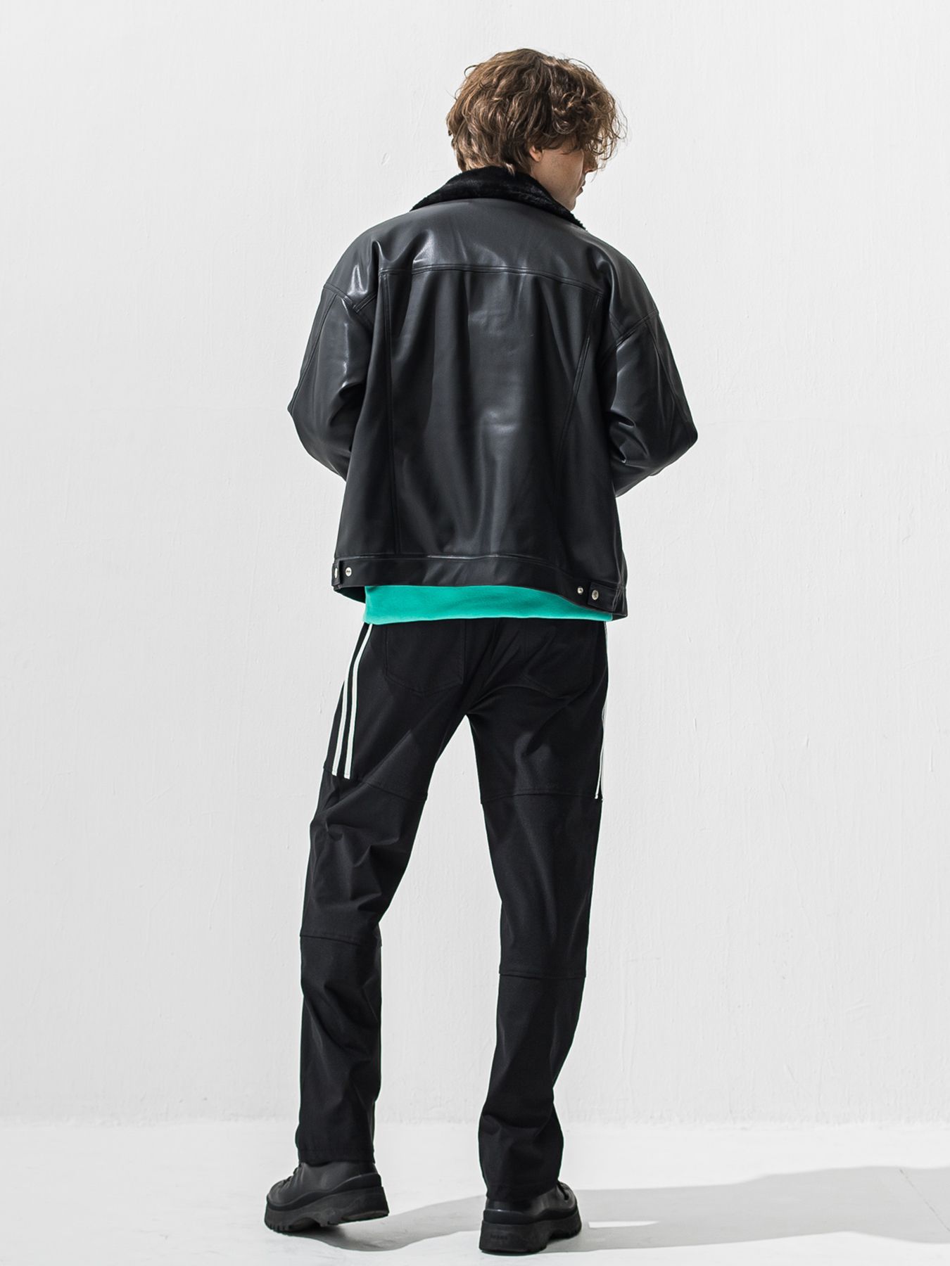 【予約品 9月6日(日) 締切】LEATHER FUR OVER G / レザー ファー オーバー Gジャン / ブラック