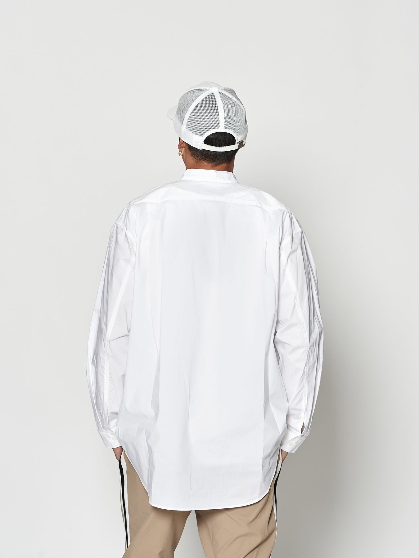 【予約品 10月9日(木) 締切】muta Oversized Band Collar Shirt / バンドカラーシャツ / ホワイト【Acanthus × muta MARINE】