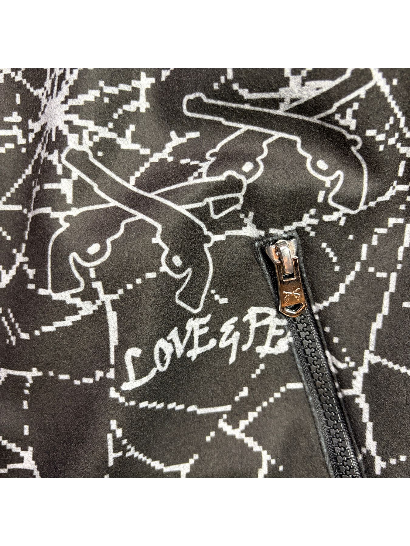 【予約品 3月9日(月) 18:00 締切】SPIDER PRINT JKT CRY / クリスタルクロスガン スパイダープリント フリース ジャケット / ブラック×グレー