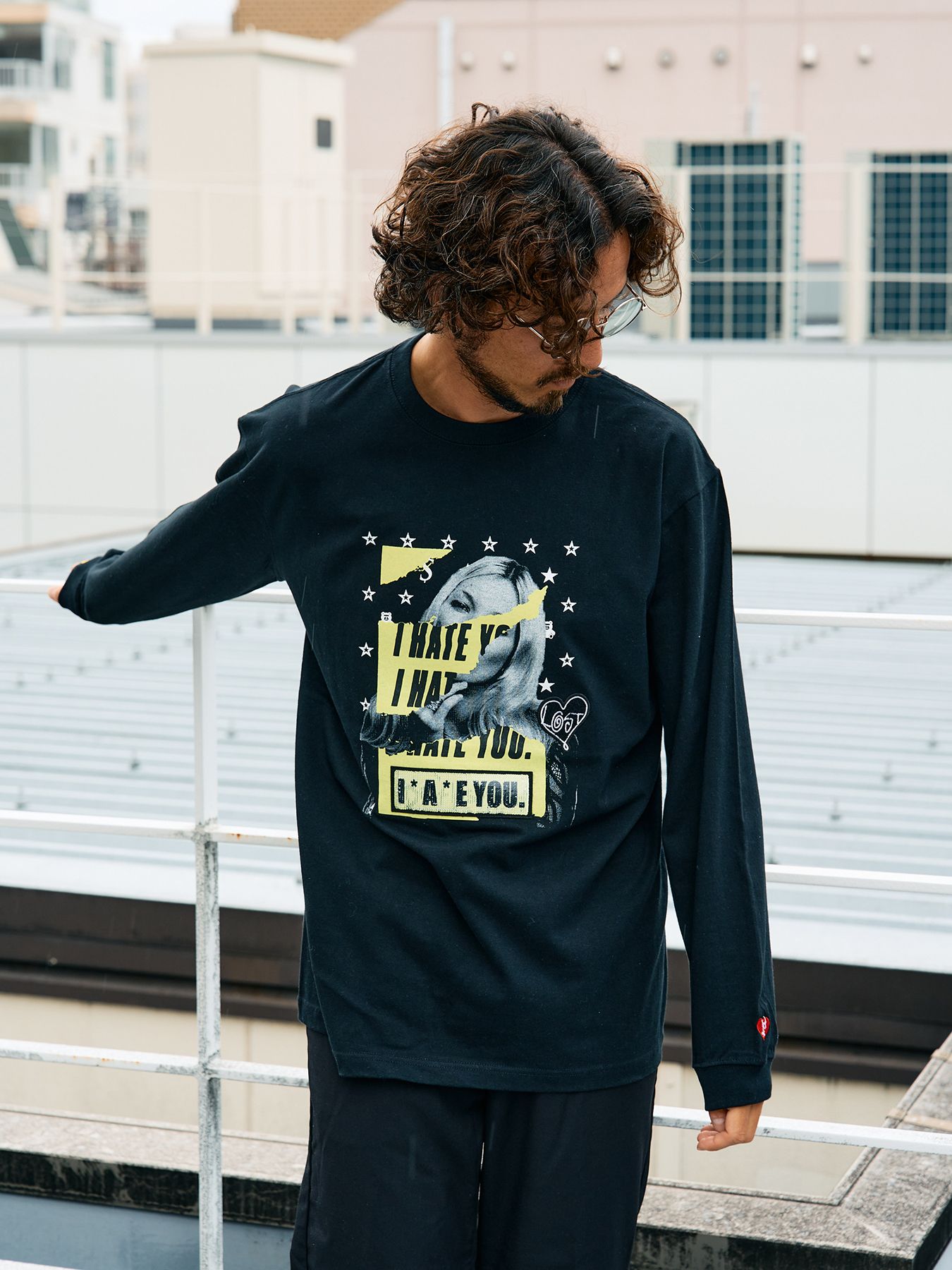 【予約品 5月8日(木) AM10時 締切】 5.6ozコットン天竺 I HATE YOU シークインLS Tシャツ / ブラック
