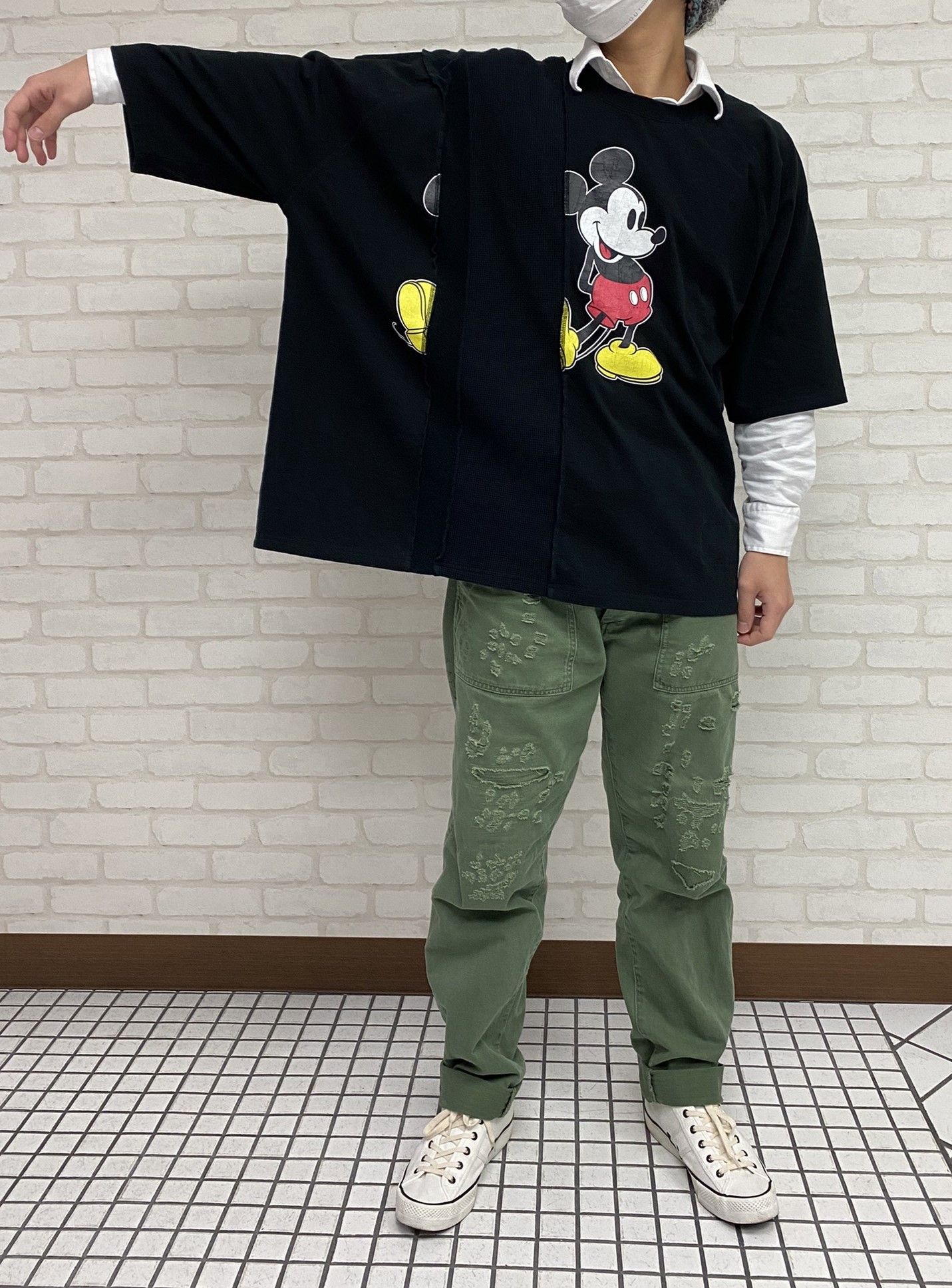ミッキーマウスSWITCHING PRINT T-SHIRT（BLACK）「71MICHAELミッシェル」