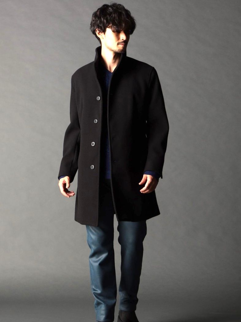 ハイブリットメルトン スタンドコート BLACK 【NICOLE CLUB FOR MEN】