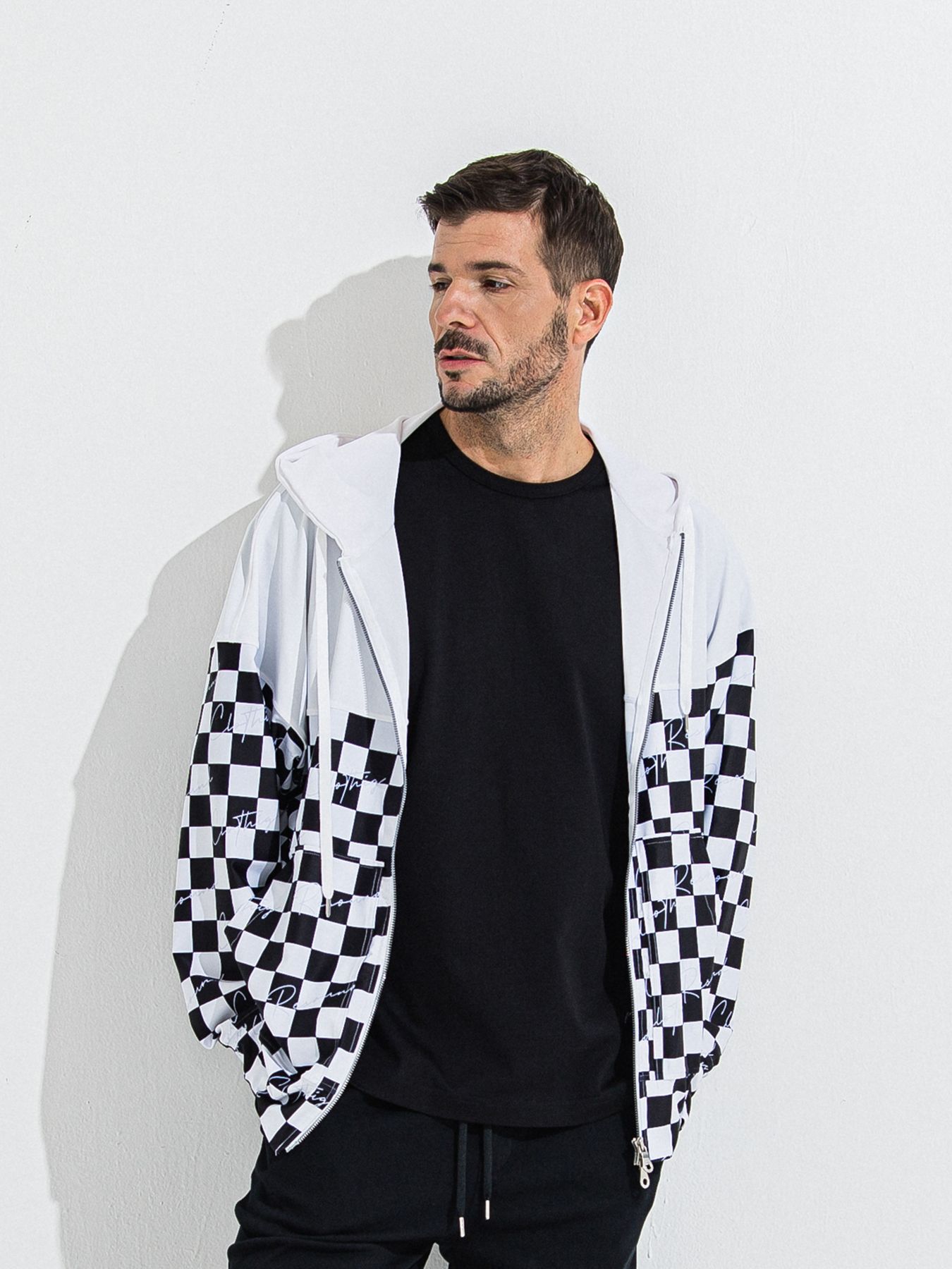 【予約品 】RASH OVER ZIPUP HOODIE / ラッシュガード オーバーサイズジップアップパーカー / チェッカーフラッグ