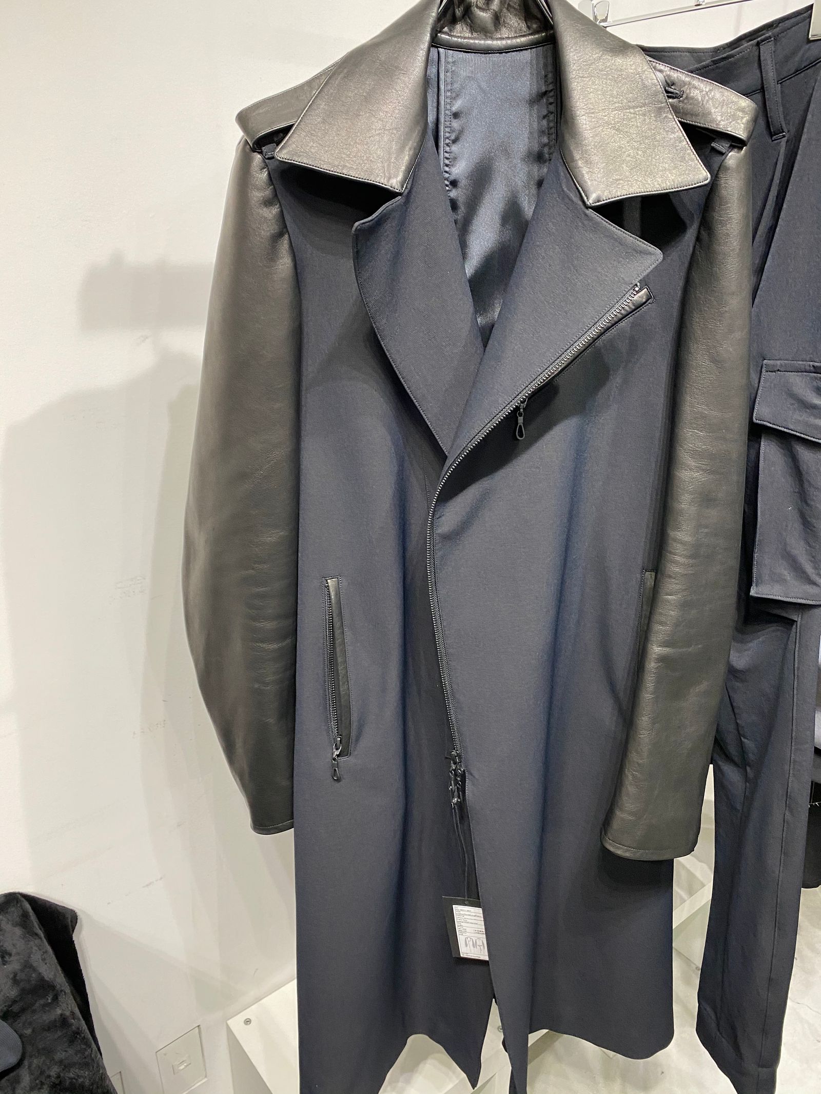LeatherCombiLongRiders ライダースジャケット W-Cloth&CowHide / Black 【kiryuyrik】