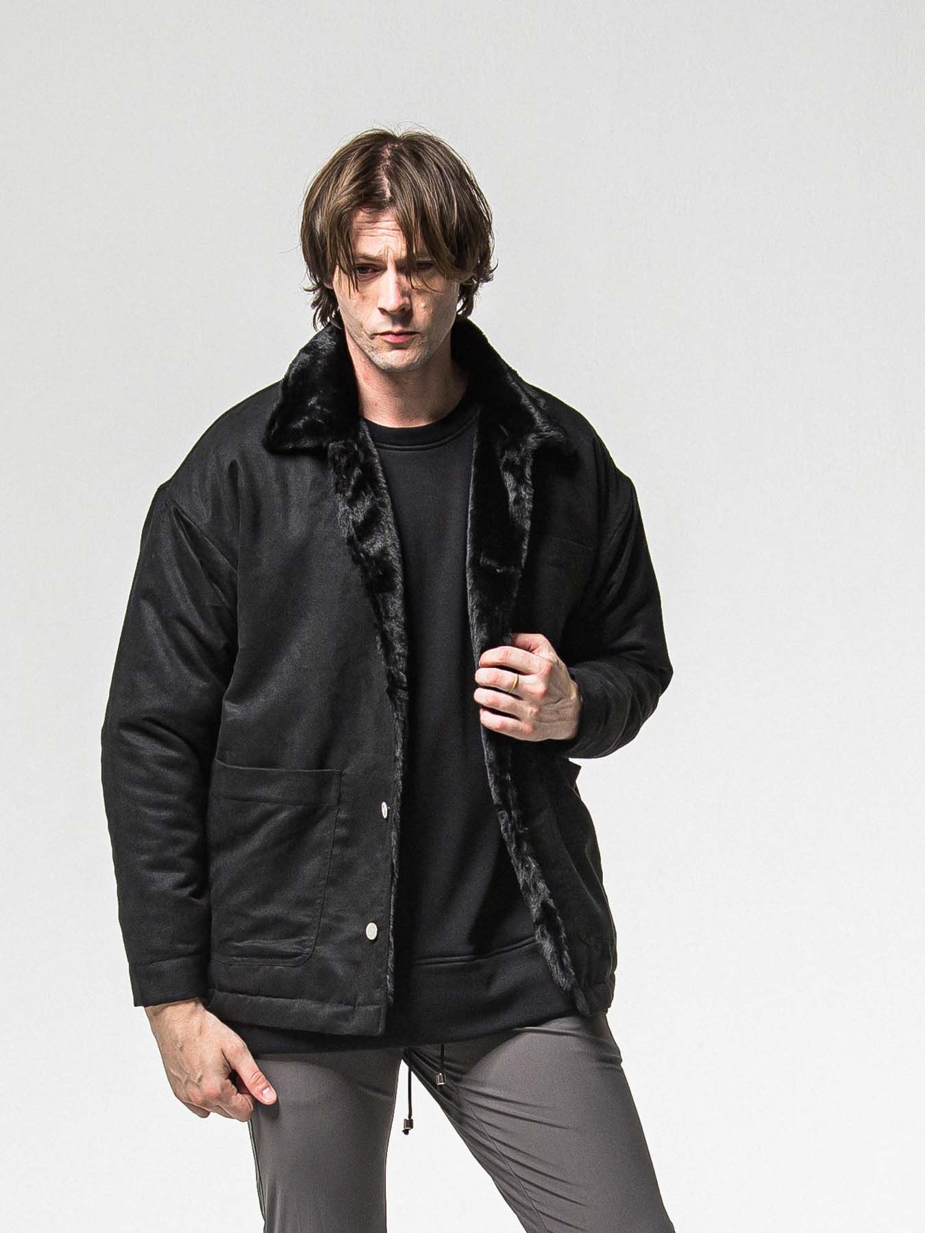 【予約品 】SUEDE FUR CAVER ALL / スウェードファーカバーオール / ブラック