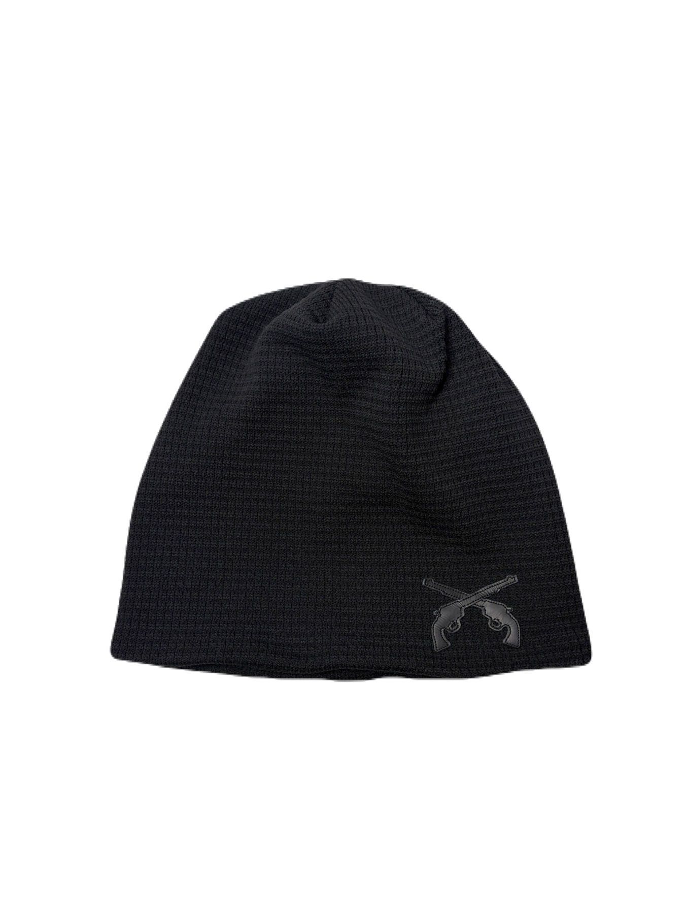 【予約品 3月9日(月) 18:00 締切】CROSSGUNPATCH BEANIE / クロスガンパッチ ビッグワッフルビーニー / ブラック×ブラック