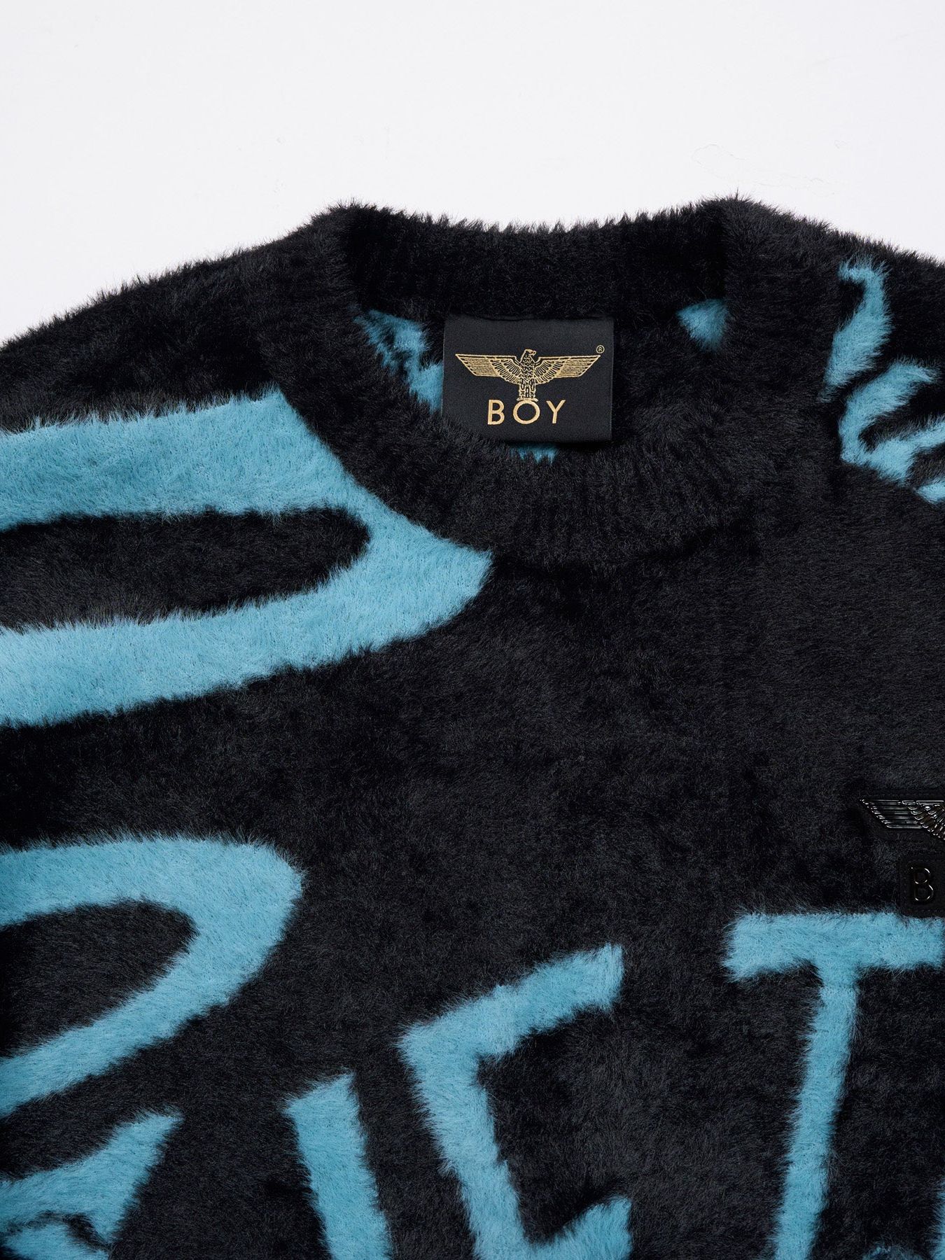 ”LEAVE THE BOY ALONE" SHAGGY JACQUARD KNIT / ジャガードニット / ブラック