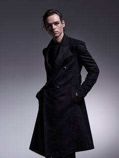 【予約品 7月13日(日) 締切】W-Peaked Coat / ダブルピークドラペル コート / ブラック