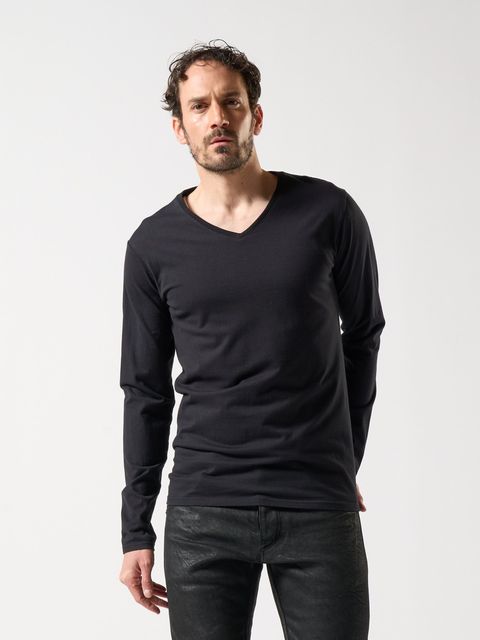 【予約品】 basic V-neck L/S / VネックTシャツ / ブラック