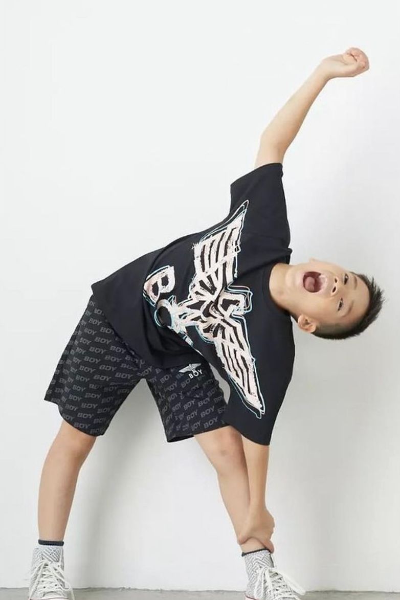 【Kids】 ピンクロゴプリントTシャツ / ブラック  【BOY LONDON】