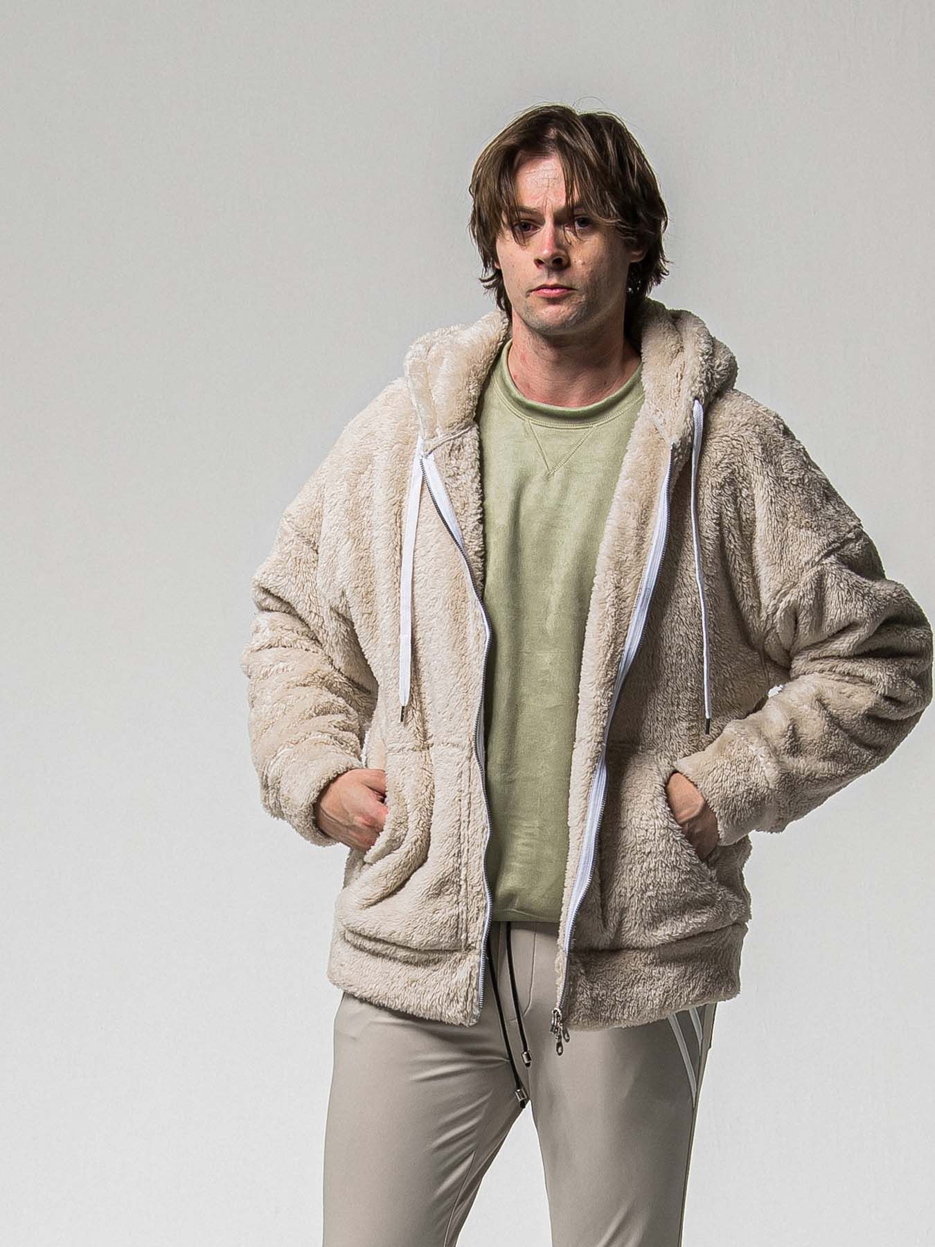 【予約品 】BOA ZIP LOOSE HOODIE / ボア ジップ ルーズフーディ / ブラウン