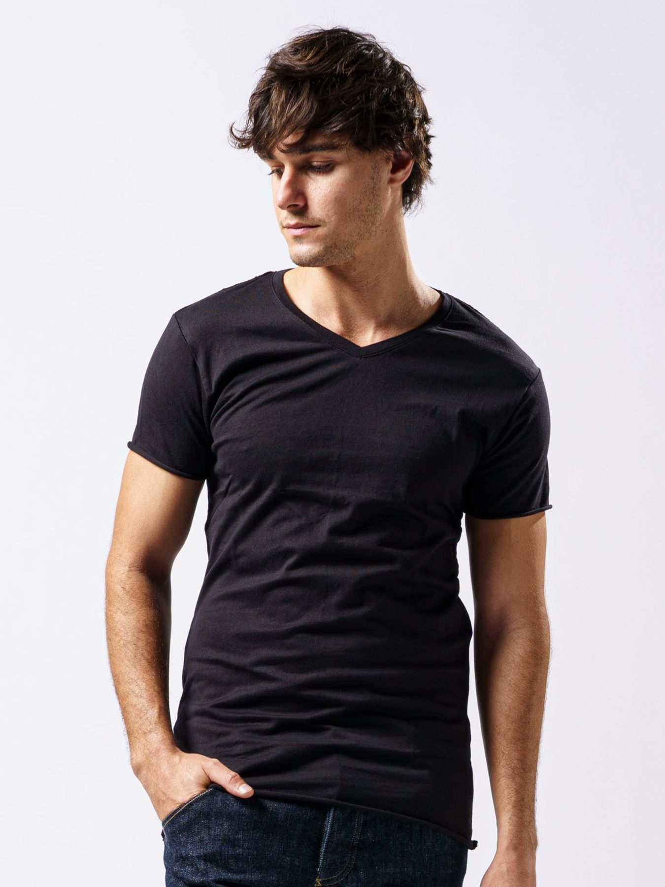 【予約品 1月25日(日) 締切】3 in pack-T S/S / 3インパック ショートスリーブ Tシャツ / ブラック / クルーネック、Vネック、ディープVネック