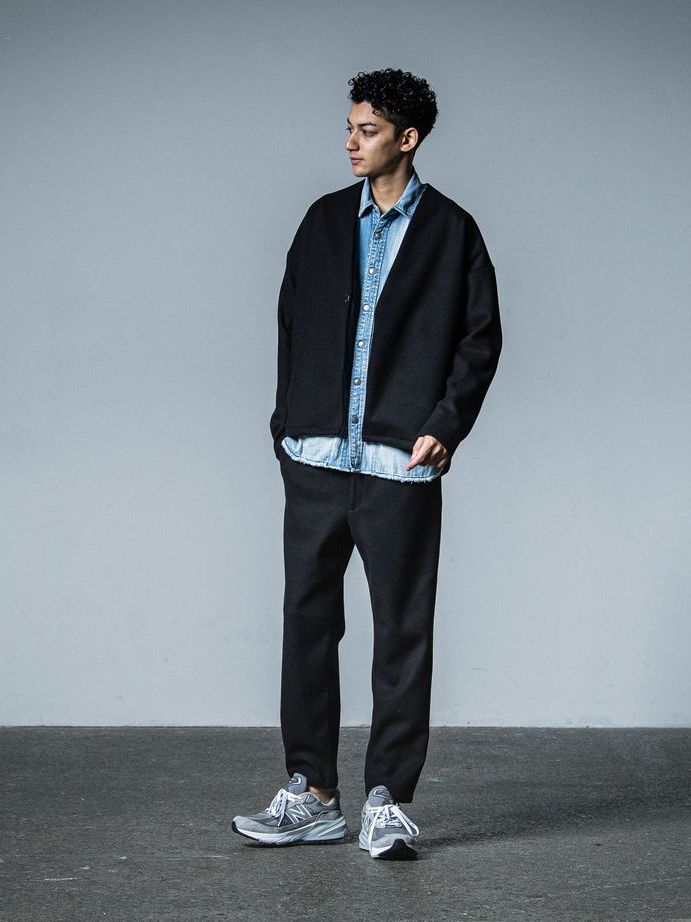 《予約品》 PAT WIDE EASY PANTS  / イージースラックス / ブラック・メルトン