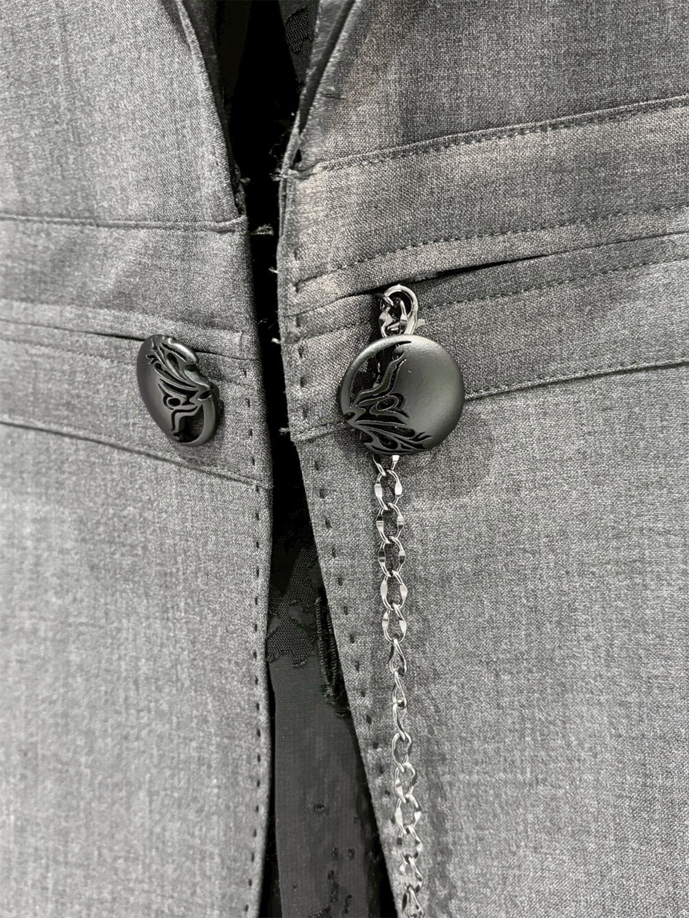 【予約品 1月4日(日) 締切】Goth Jacket / ゴスジャケットチェーン付きボタン  / グレー