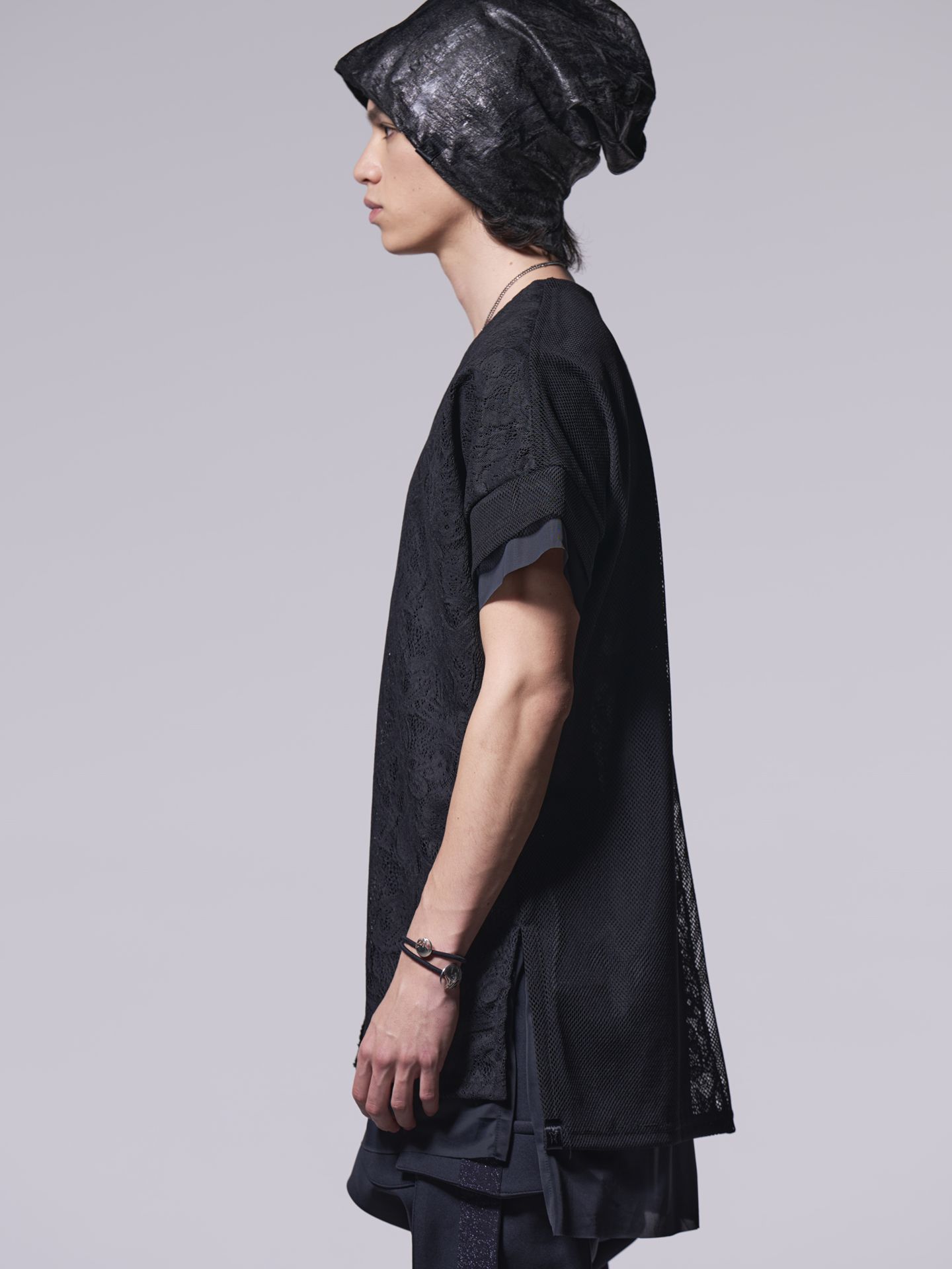 キリュウキリュウのレイヤードカットソーTシャツ 黒色 ミスチル