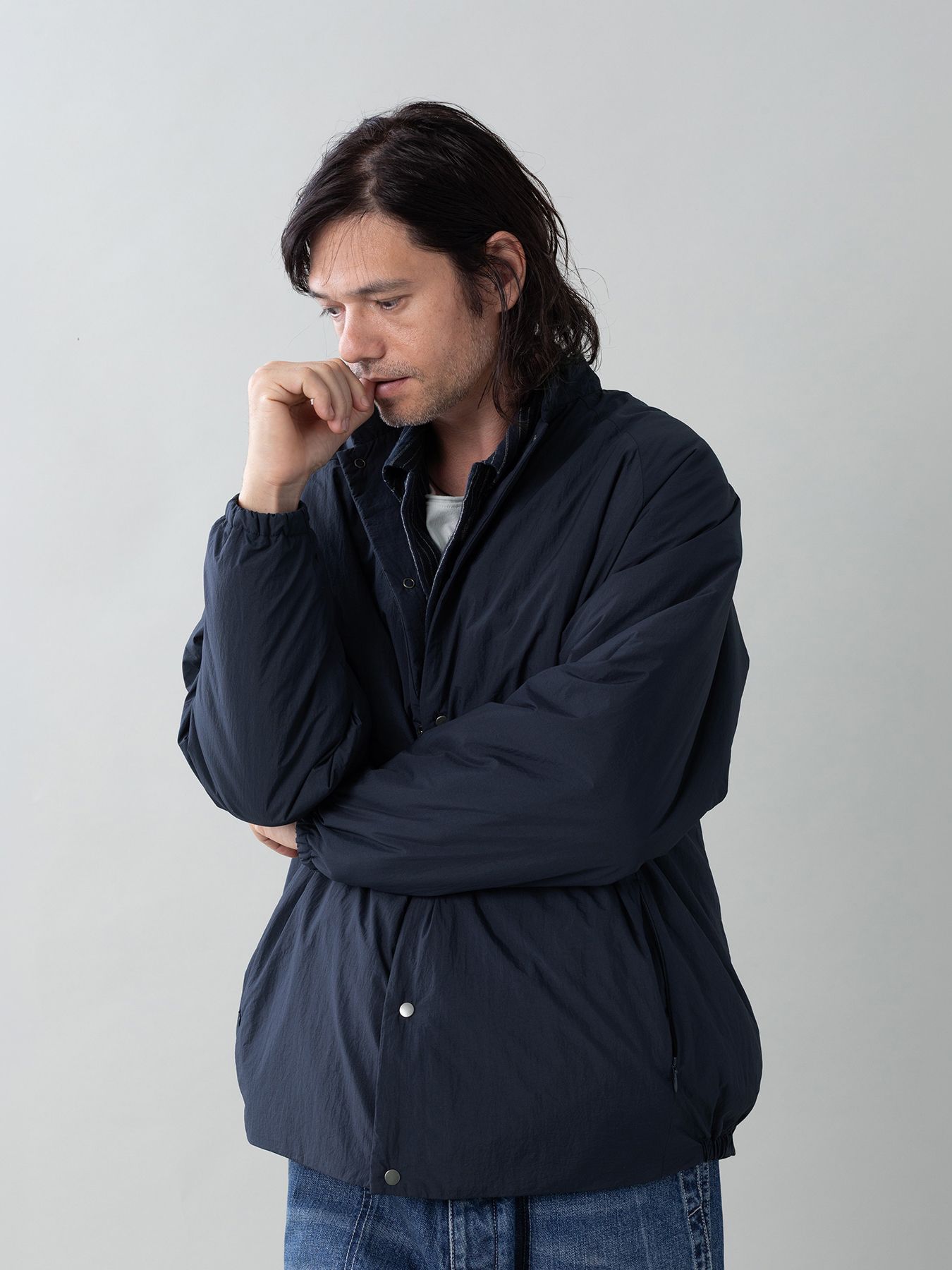 【予約品 5月27日(水) 締切】VEIL-BLOUSON / スタンドブルゾン / ネイビー