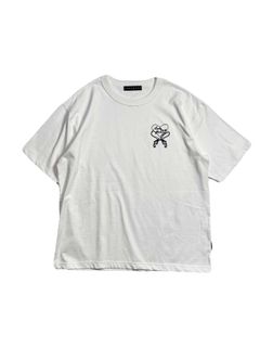 【予約品 8月10日(日) 締切 】HEART CORD EMB S/S T / ハートコード Tシャツ / 刺繍 ホワイト×ブラック