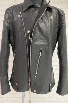 HI-FLYER フルタンニンピット鞣し シュリンクホースハイド ダブルライダース / BLACK 【STRUM】