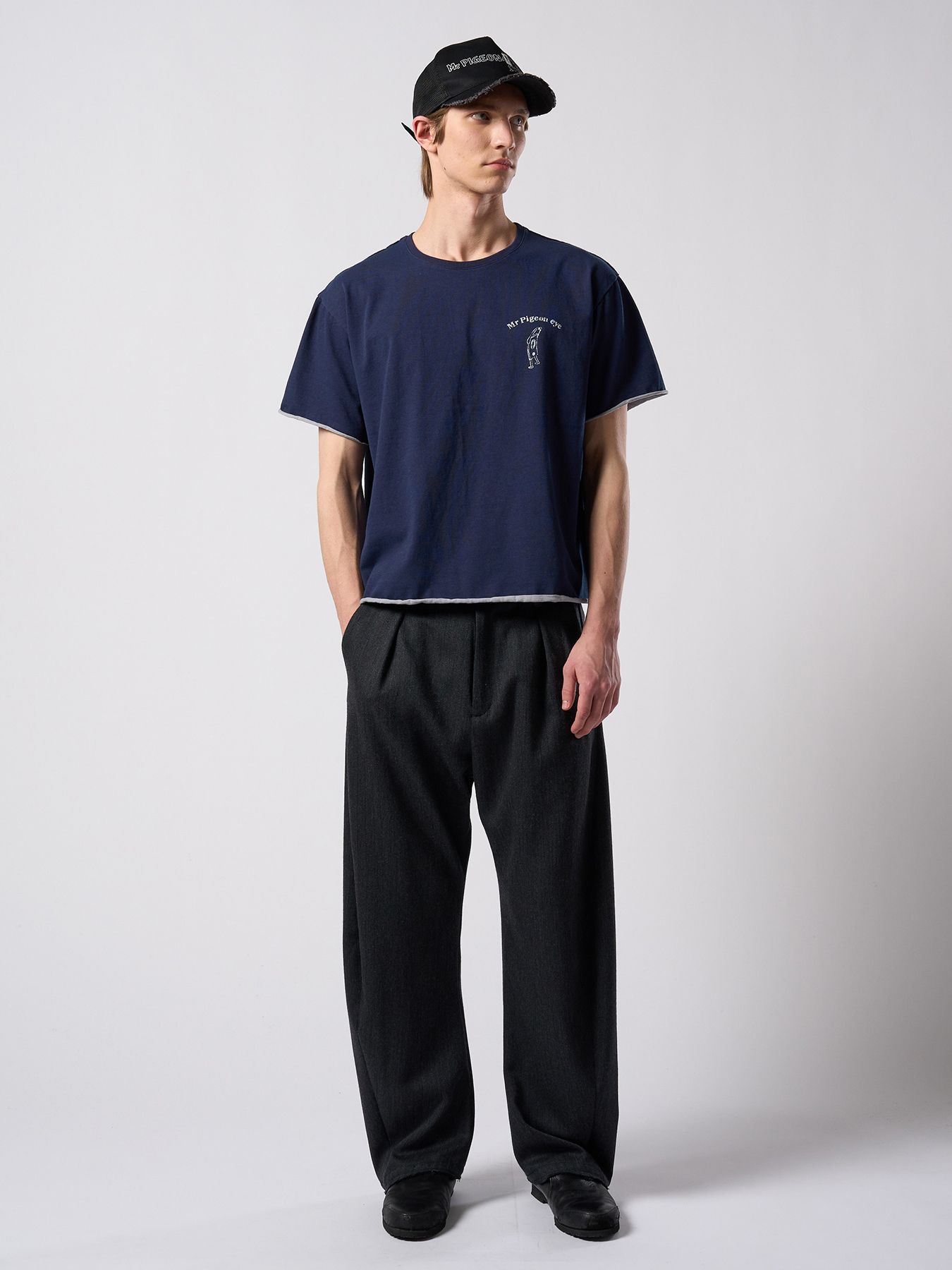 【予約品 4月19日(日) 18時締切】Ohta Design × wjk collaboration："relax" cut-off S/S / "relax" カットオフ ショートスリーブ / ネイビー