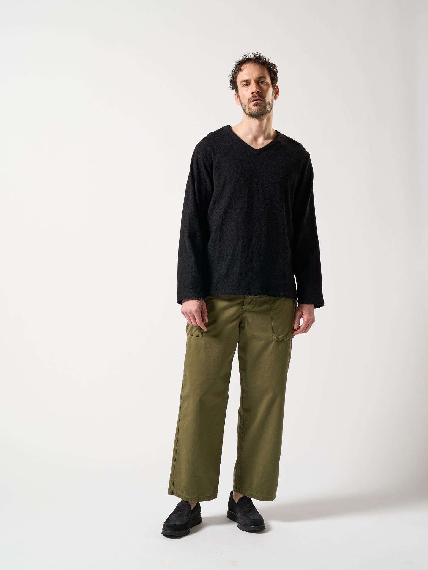 【予約品】 V-neck pullover shirt / Vネックプルオーバー / ダークチャコール