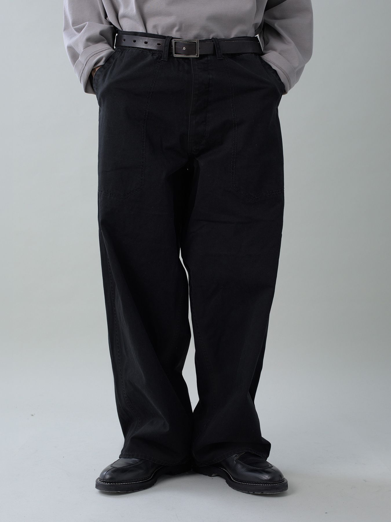 【予約品 5月6日(水) 締切】USN-MIRITARYHERRINGBONE / ミリタリーパンツ / ブラック