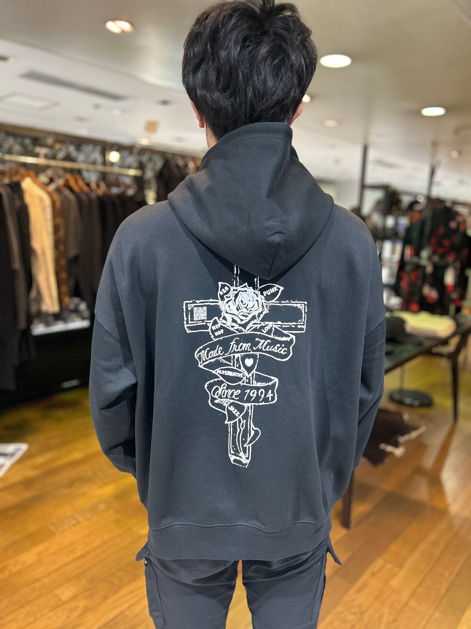 Rose ZIP フーディBLACK GODSIZE
