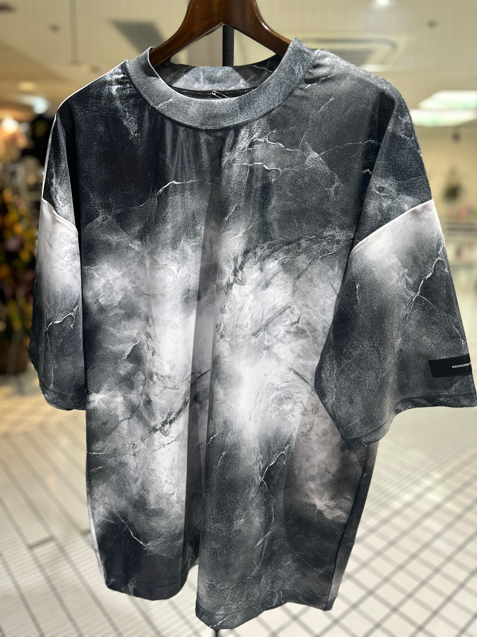 MARBLE RASH OVER T / ラッシュガード マーブルオーバーサイズTシャツ / ブラック