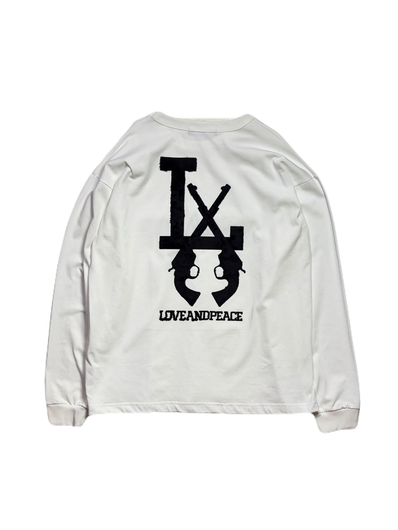 【予約品 3月9日(月) 18:00 締切】LA FUR PRINT L/S T / LA ファープリント ロンT / ホワイト×ブラック