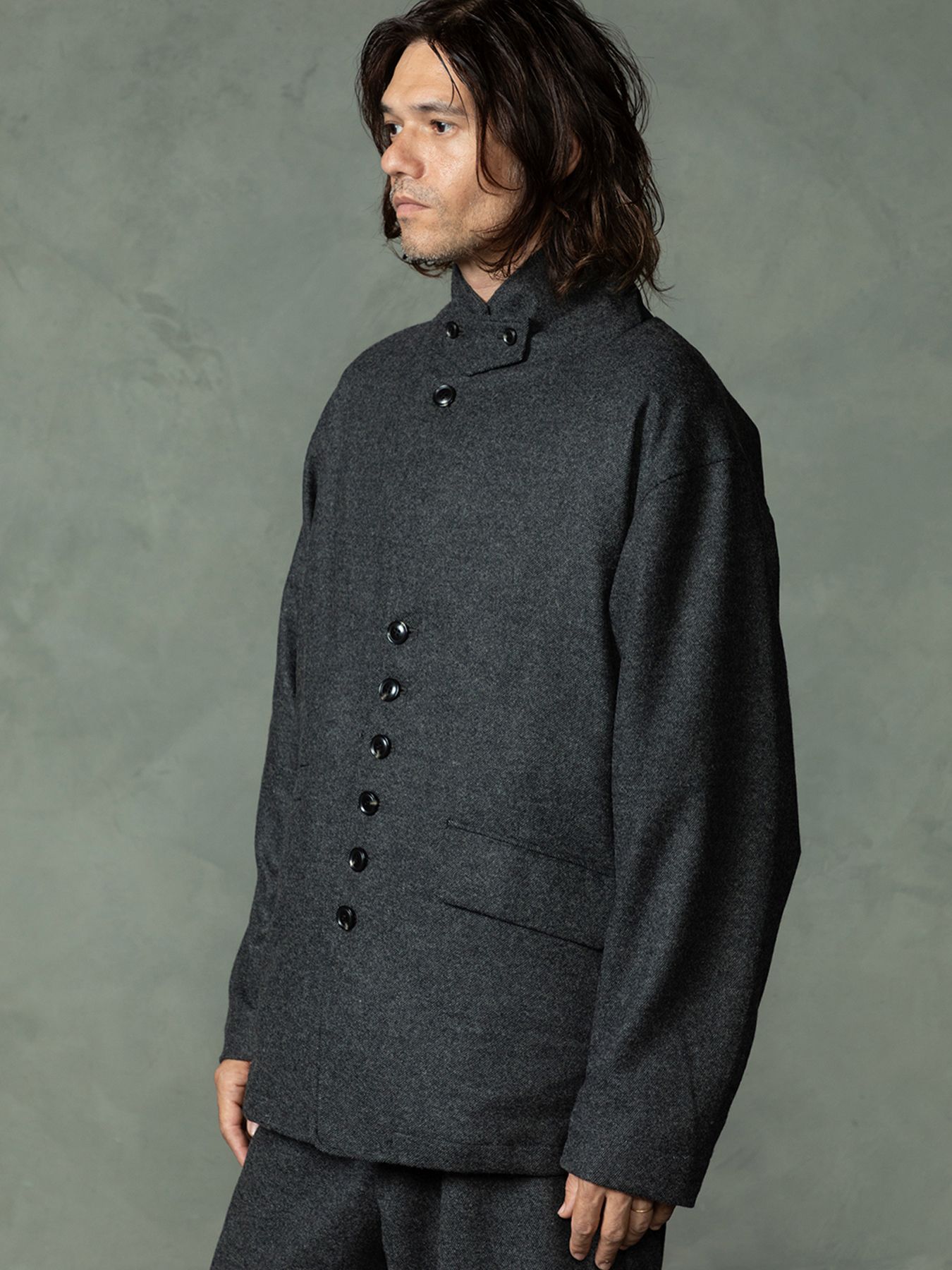 【予約品 7月5日(日) 締切】PEAK-JACKET / ウールジャケット / 杢チャコール