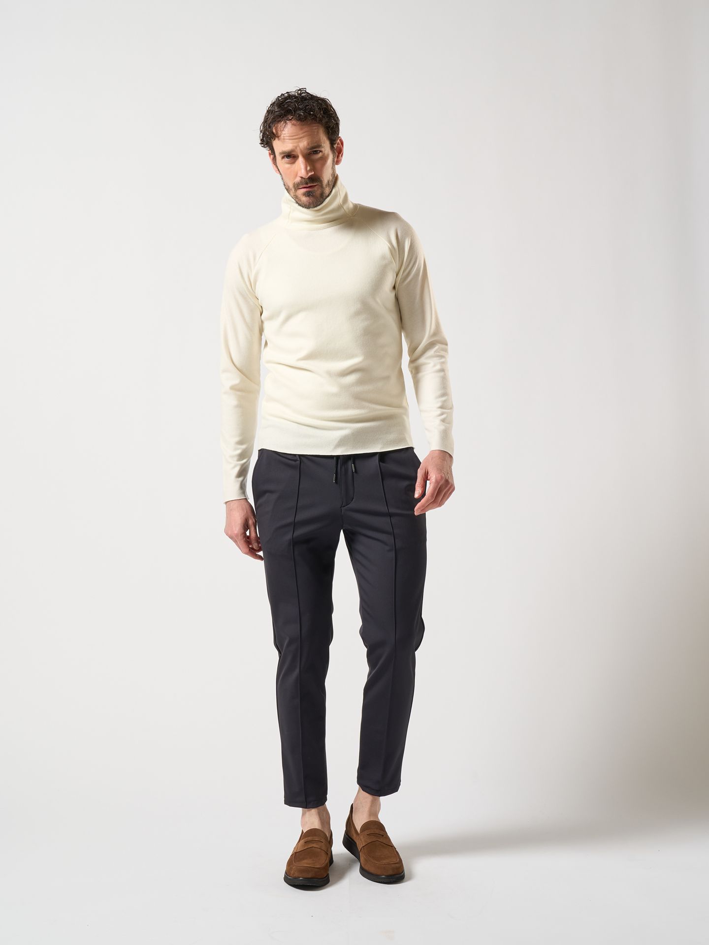 【予約品】 fine wool mock-neck / ニットカットソー / オフホワイト