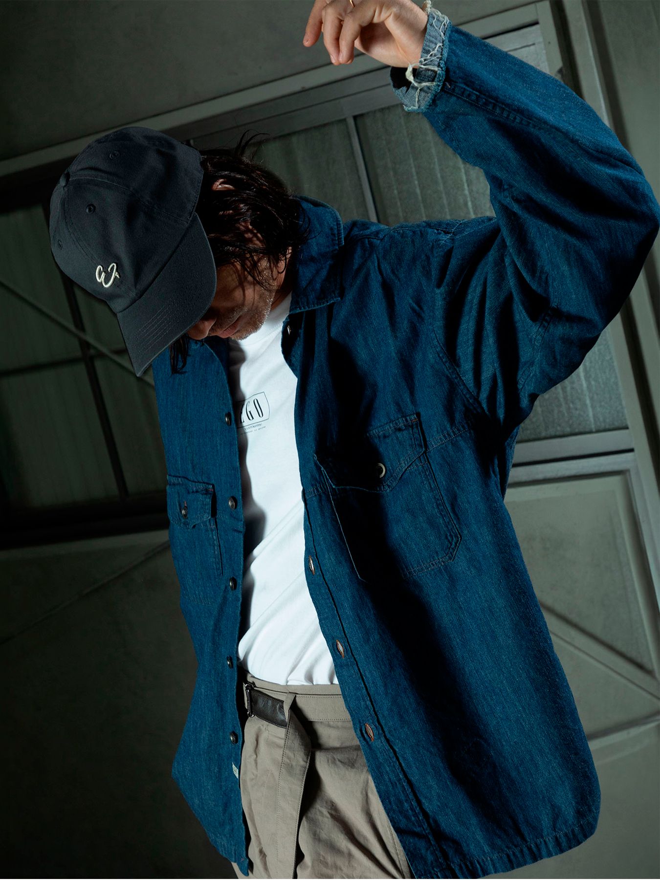 【予約品 11月9日(月) 締切】MILITARYSHIRT Denim / デニムミリタリーシャツ / インディゴ×金茶ステッチ