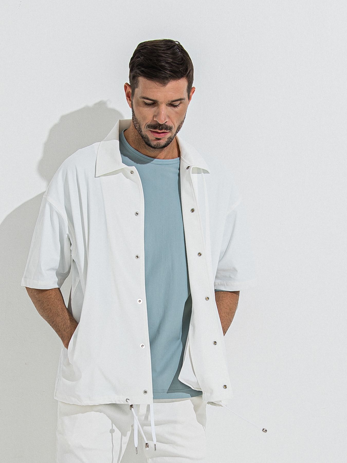 【予約品 】NYLON HALF COACH JACKET / ナイロンハーフコーチジャケット / ホワイト