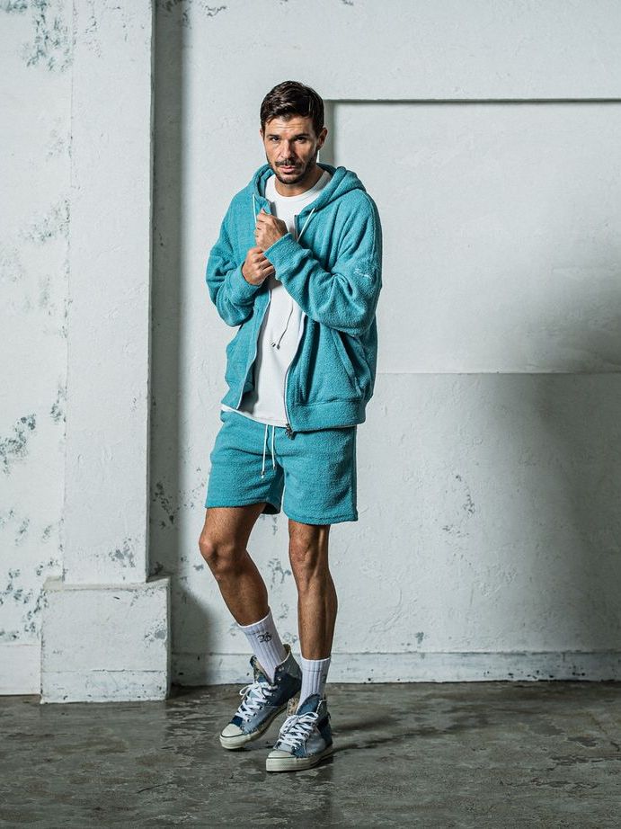 《予約11月17日19時締め》 MOLE YARN PILE zip loose hoodie / ジップフーディ / ブルーグリーン