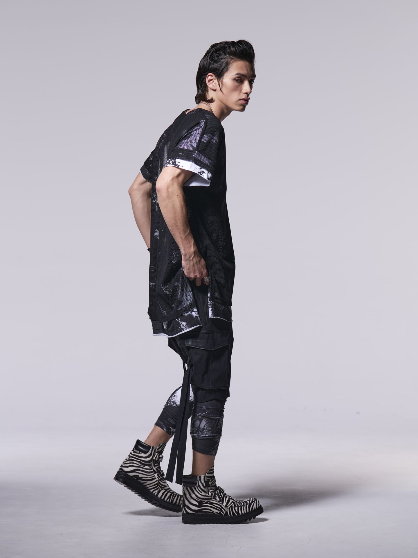 《予約品》 Dolman Layered T-Shirt / ドルマンレイヤードTシャツ / ブラック・ホワイト
