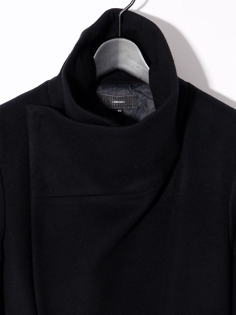 Beaver Wool High collar Wrap Maxi Coat / ブラック 【ys Yuji SUGENO】
