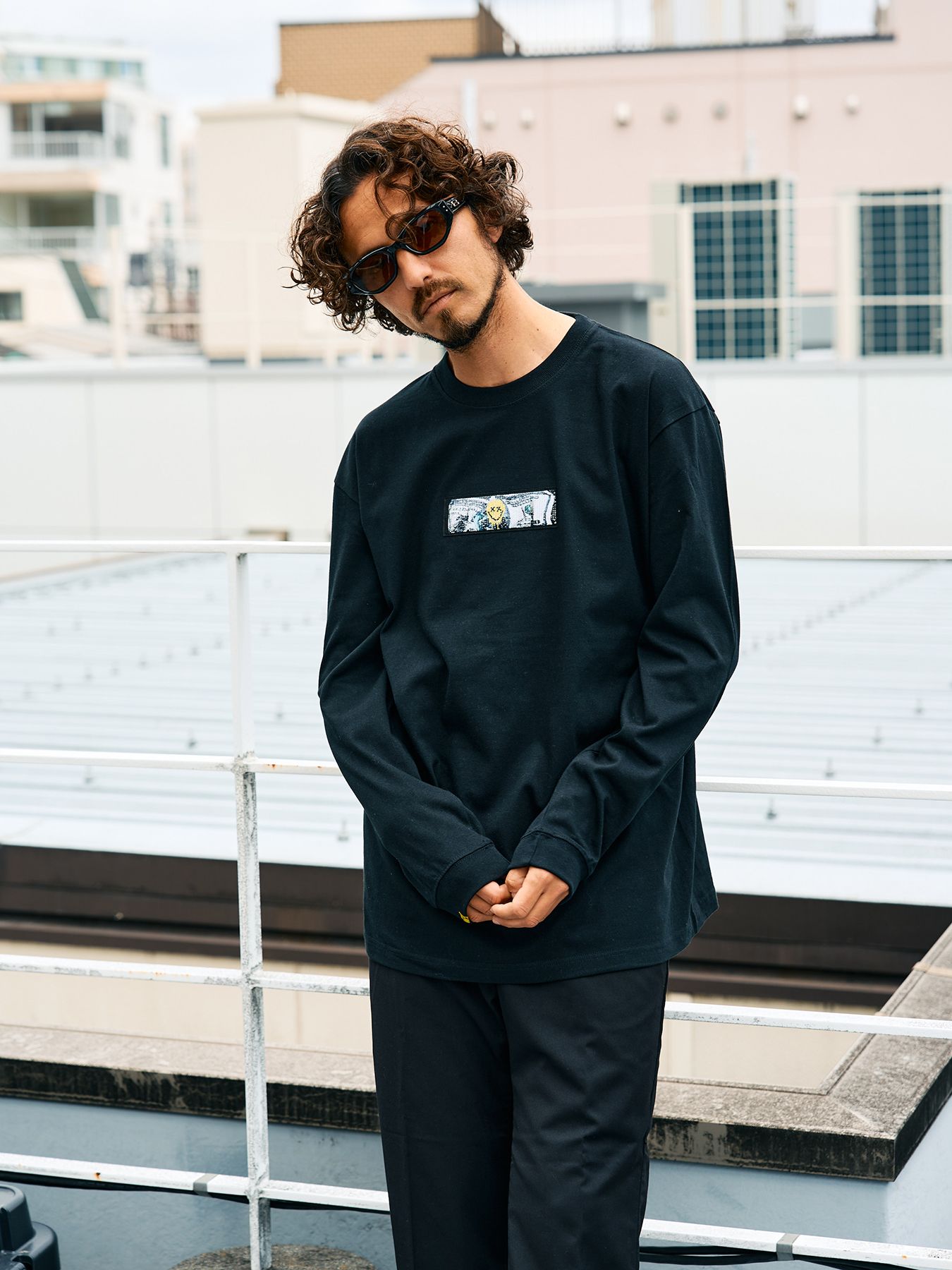 5.6ozコットン天竺 YOU GOT THIS シークインLS Tシャツ / ブラック