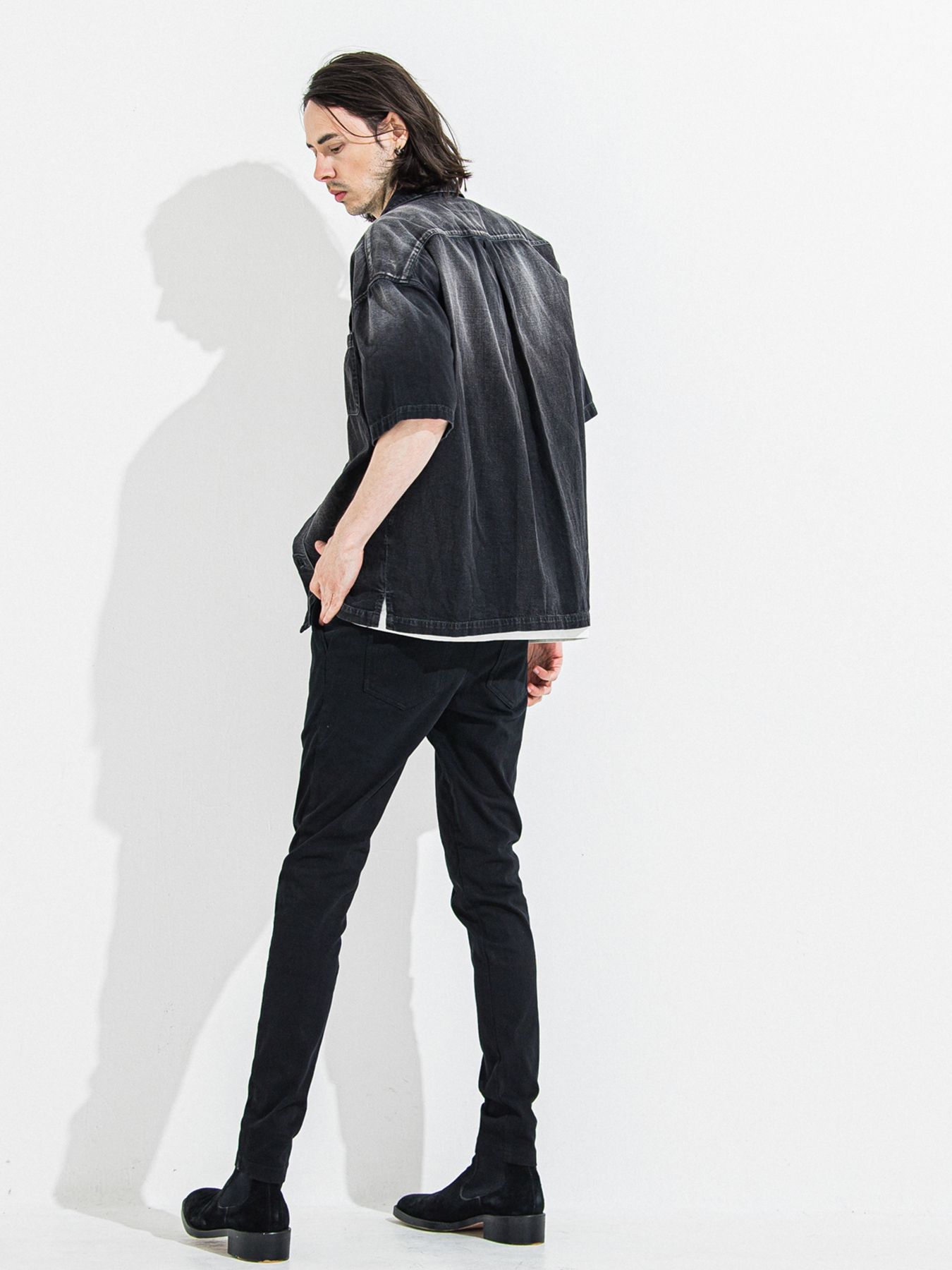 【予約品 】DENIM JERSEY CHRIS EASY TUCK PT / デニムジャージクリスイージータックパンツ / ブラック