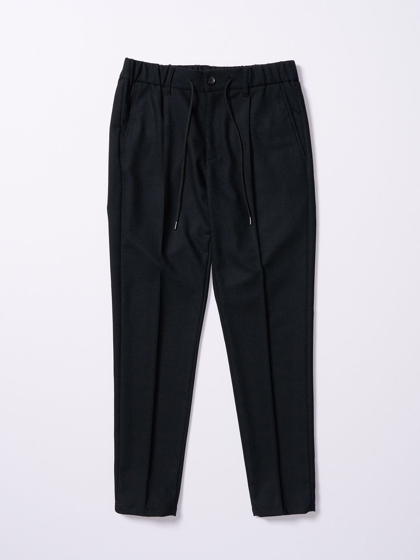 【予約品 4月19日(日) 18時締切】comfort pin-tuck slim slacks / コンフォート ピンタック スリムスラックス / ブラック