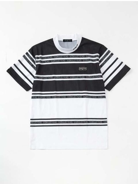 BORDER MESH MOCK / ボーダー メッシュネック / ホワイト【SY32 by SWEET YEARS GOLF】
