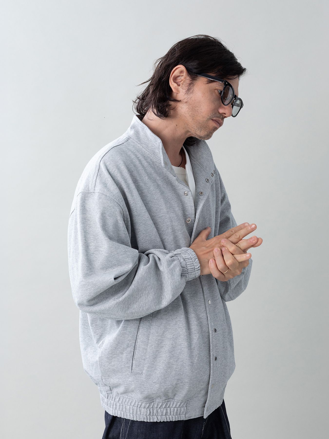 【予約品 5月6日(水) 締切】MOLD-SWEATJACKET / スタンドブルゾン / 杢グレー