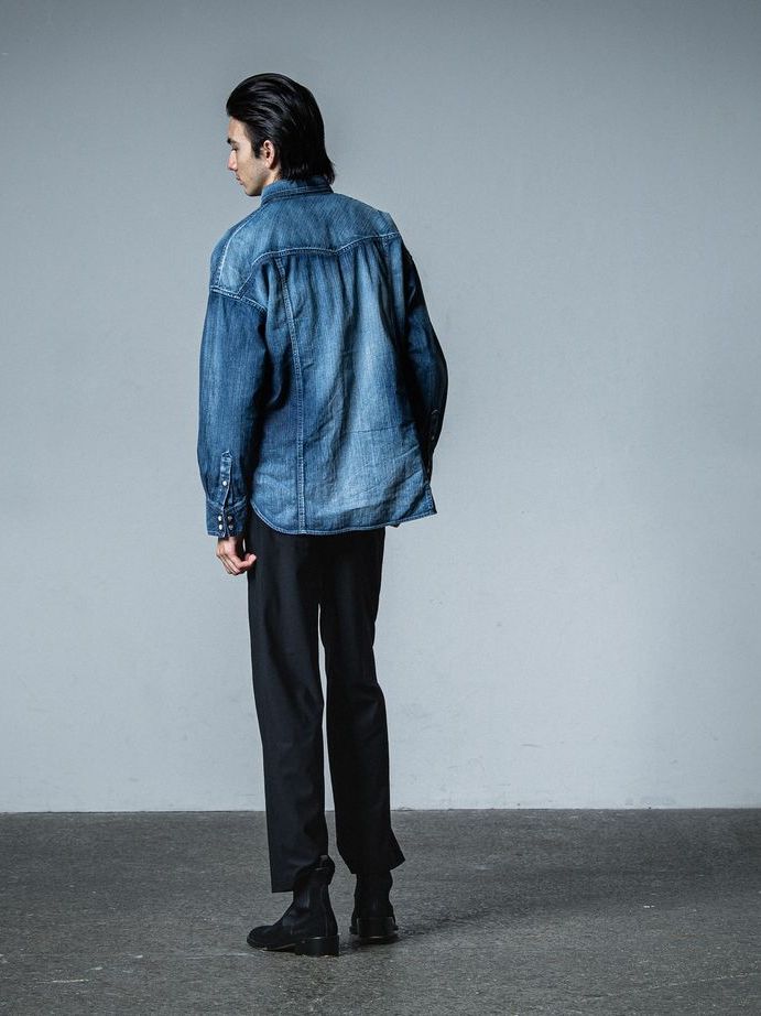 《予約品》 JAMES OVER DUNGAREE SHIRT  / オーバーウエスタンシャツ / インディゴユーズド