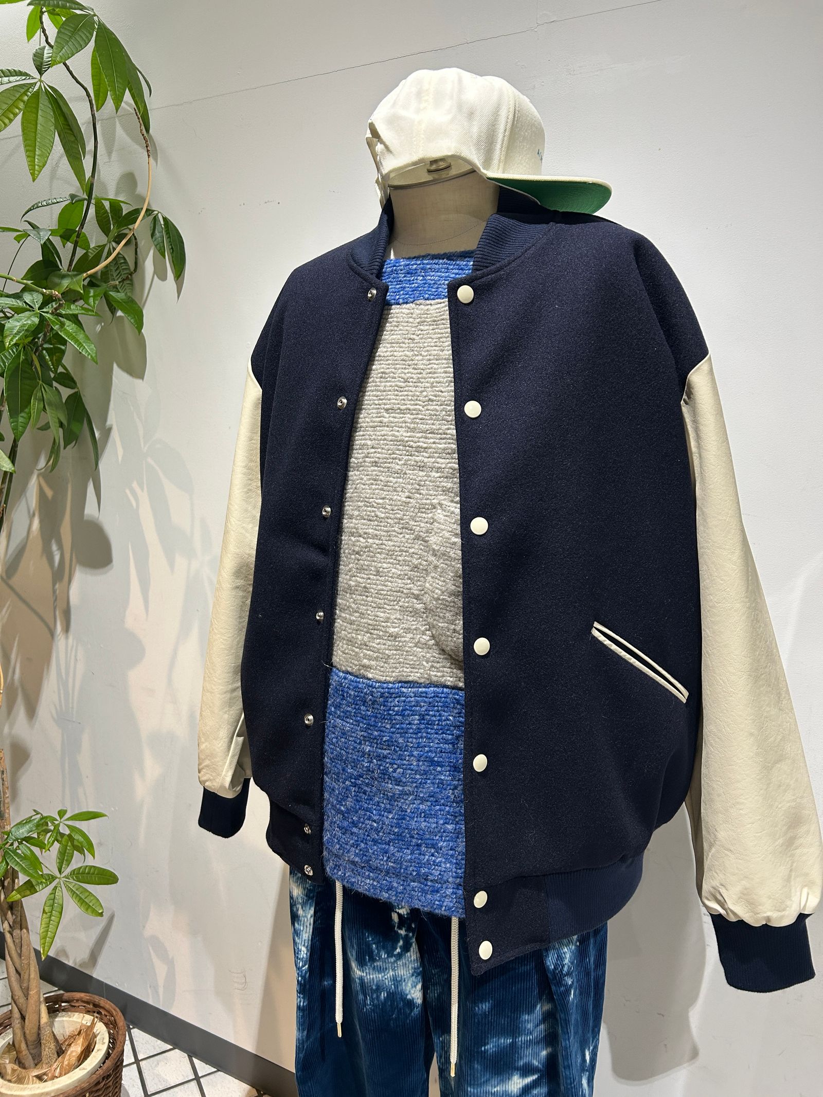 イタリア素材のカットニット切り替えボートネック【A(LeFRUDE)E】