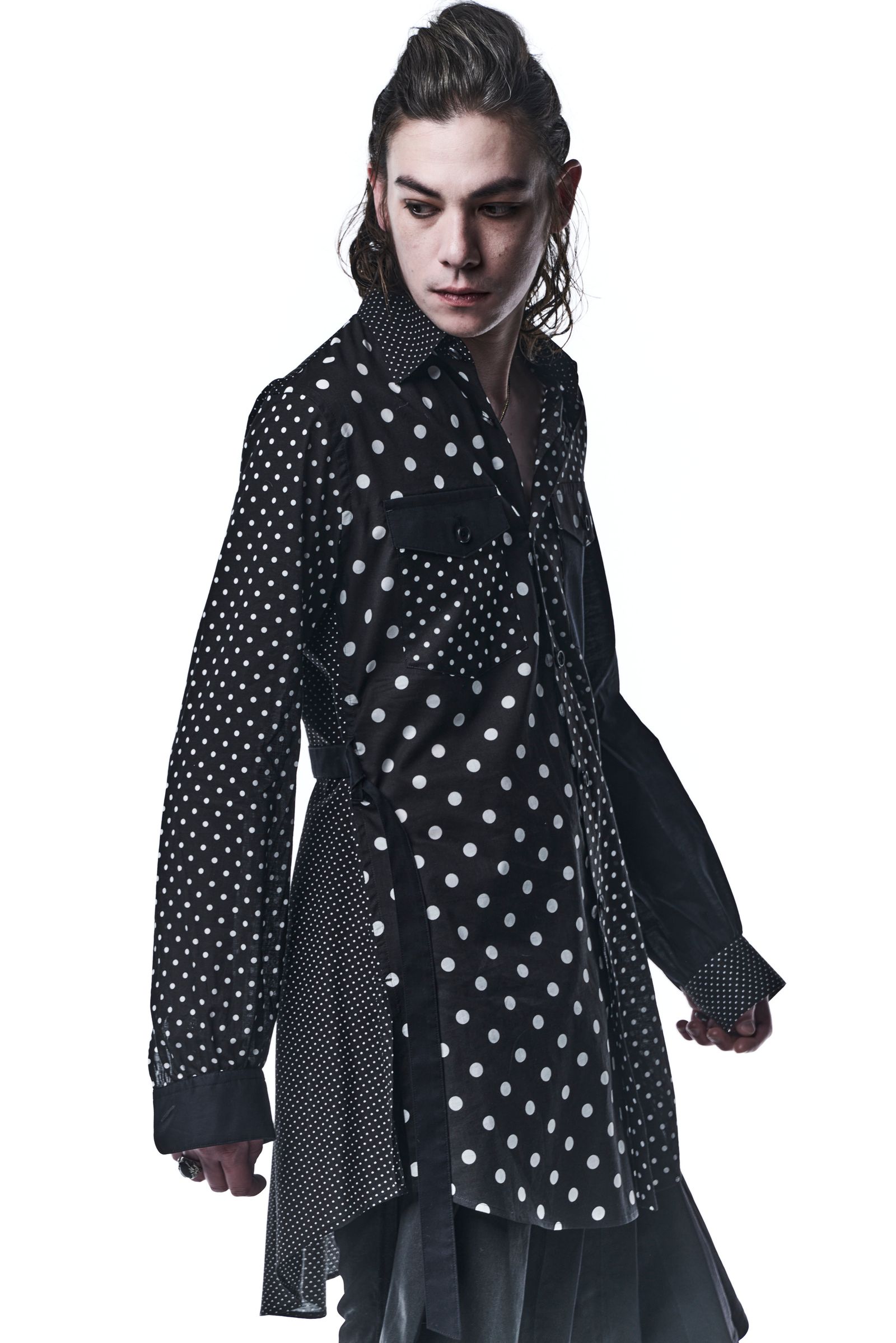 《予約品》 GatherSleevesShirts シャツ CrazyDotLoan / Black 【kiryuyrik】 7月入荷予定