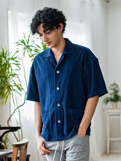《予約品3月3日18：00締め》 PILE BEACH SHIRTS / パイルシャツ / ネイビー