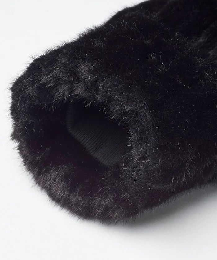 フェイクファーBIGフーデッドBLZ BLACK ブラックストライプ【NO ID.】