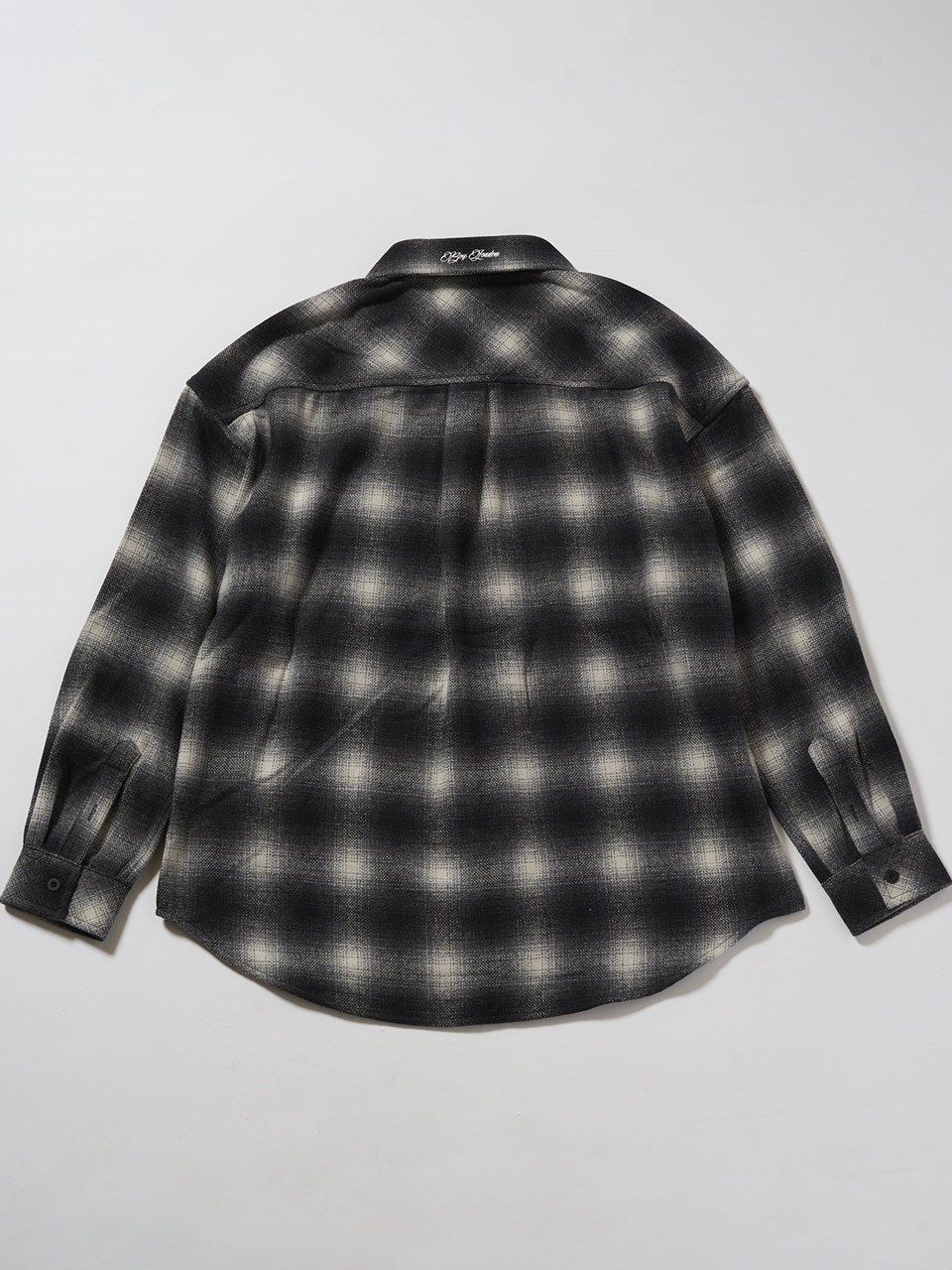 PATCH LOGO Embroidery Check Shirt / シャツ / ブラック
